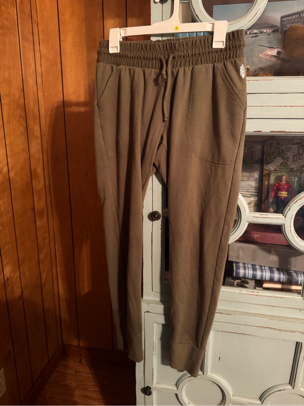 Ladies Olive Green Drawstring Jogger Pants Size Medium F P Movement B 1